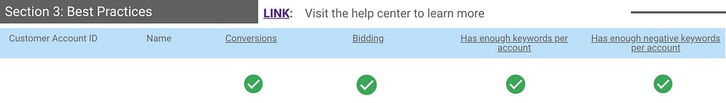 Section 3 of the google grants dashboard