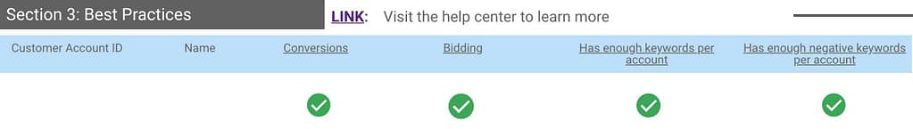 Section 3 of the google grants dashboard